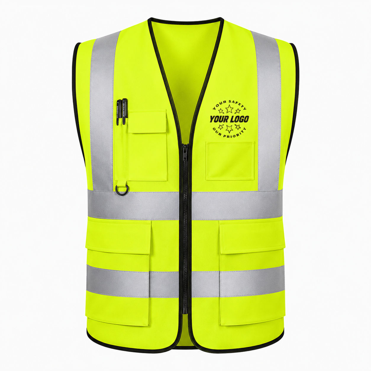Custom High-Visibility Safety Vest with Logo and Text – Reflective Work Vest for Crews