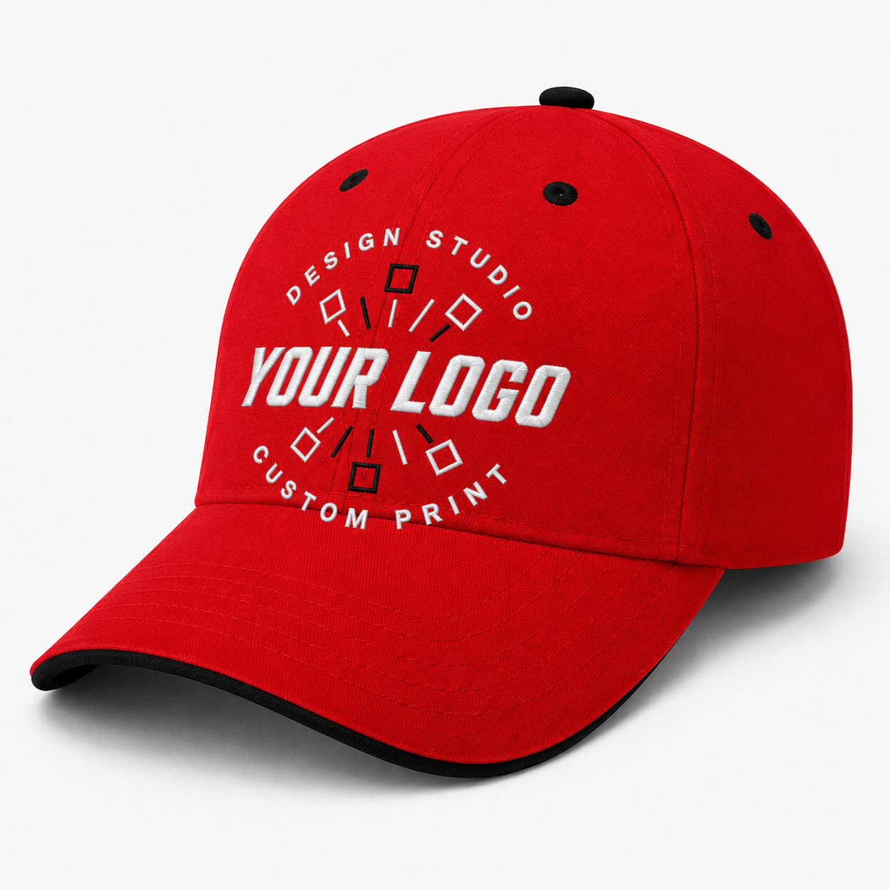 Custom Embroidered Contrast Trim Brushed Cotton Cap