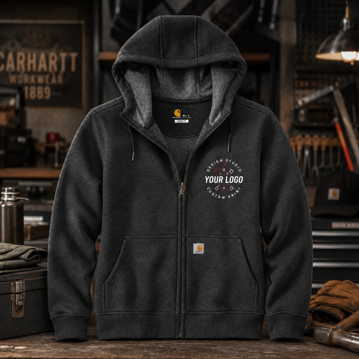 Custom Carhartt Hoodie with Logo – Clarksburg Full-Zip Workwear Hoodie