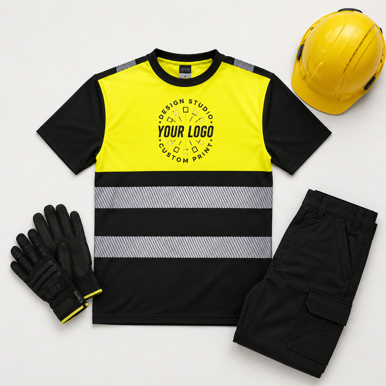 Custom High-Visibility Work T-Shirt with Logo – Reflective Safety Shirt for Outdoor Teams