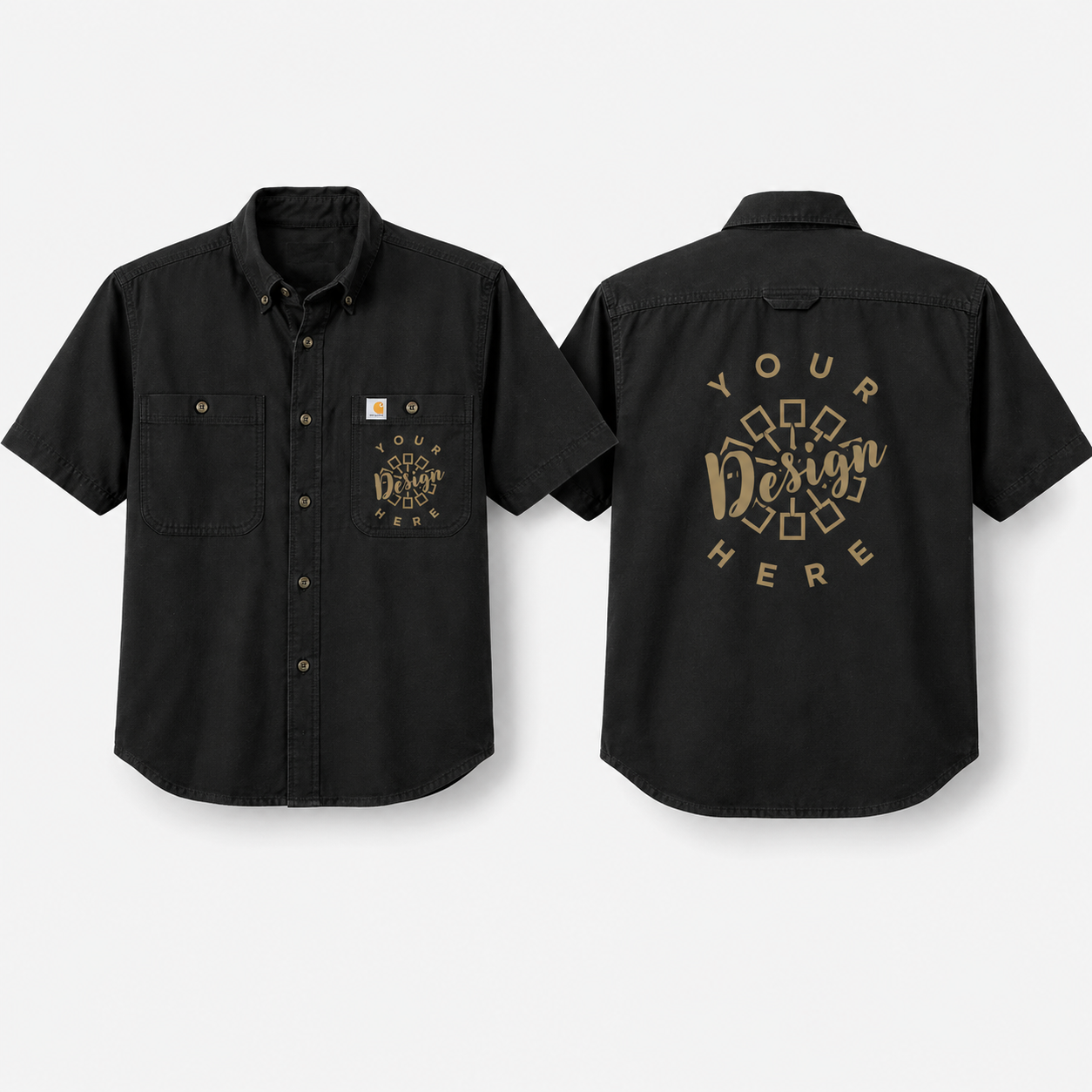 Carhartt Work Shirt with Logo – Short Sleeve Button-Down Uniform Shirt