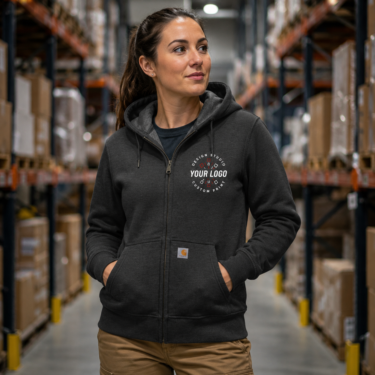 Custom Carhartt Hoodie with Logo – Clarksburg Full-Zip Workwear Hoodie