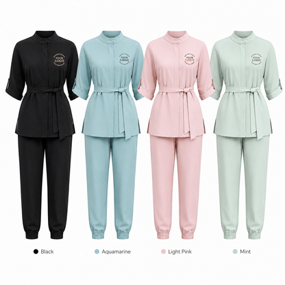 Women’s Spa Uniform Set – Logo Beauty Staff Tunic & Pants