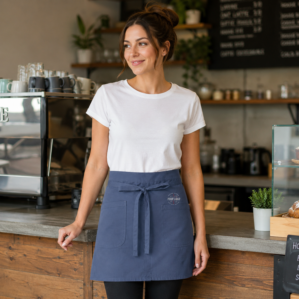 Brio Half Bistro Apron – Lightweight Logo Waist Apron for Restaurants