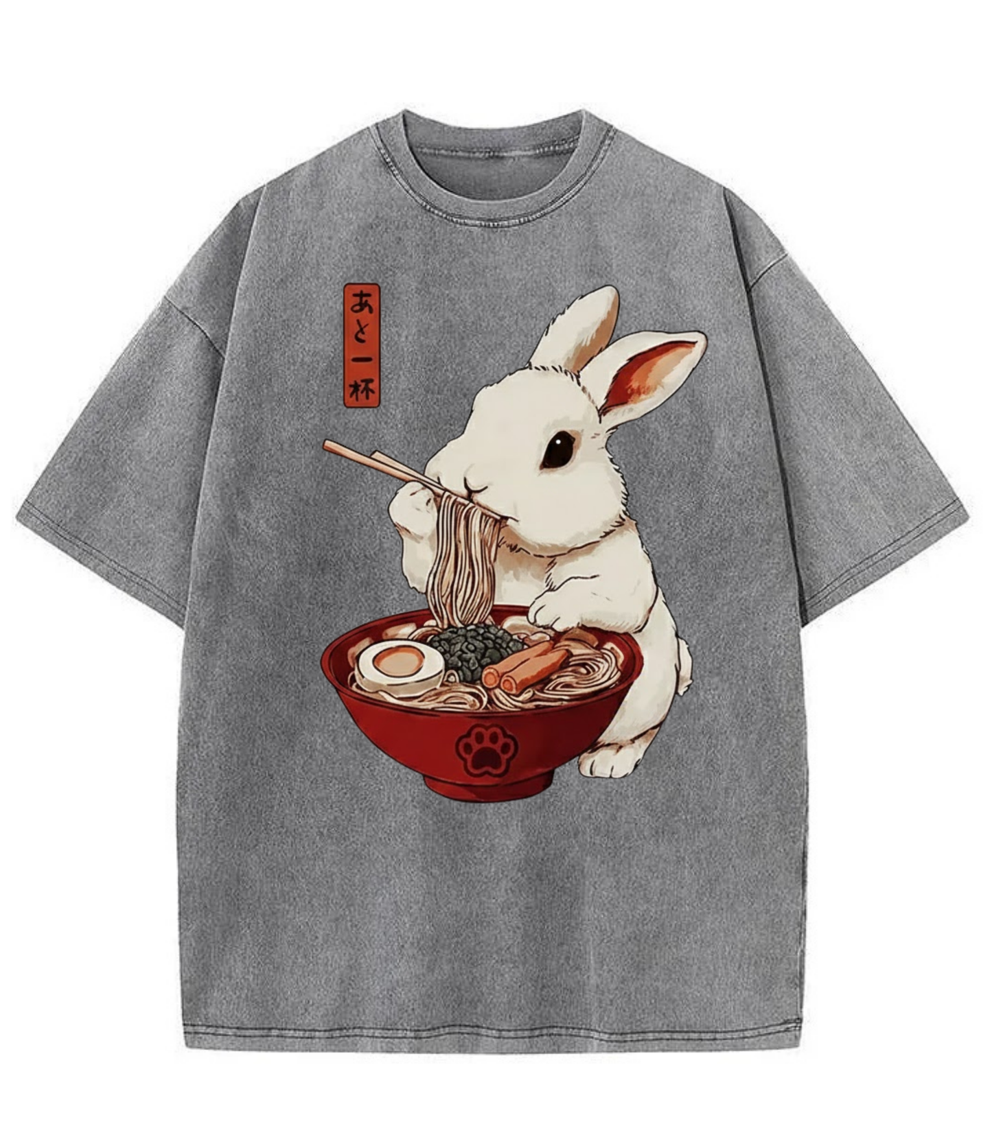 Washed Bunny Ramen Streetwear Tee