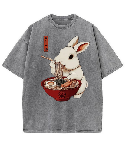 Washed Bunny Ramen Streetwear Tee