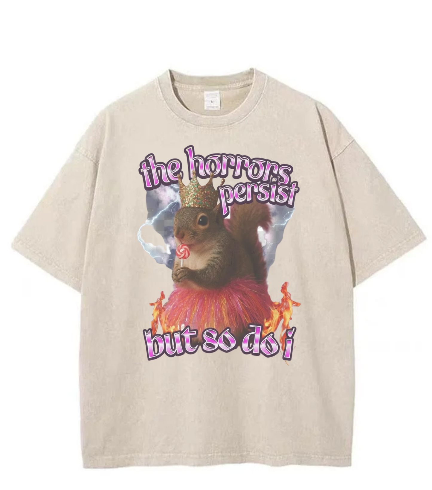 Washed Horrors Persist Squirrel Graphic Tee