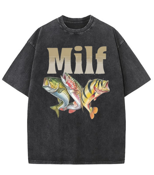 Washed Fishing Graphic Streetwear Tee