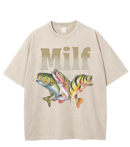 Washed Fishing Graphic Streetwear Tee