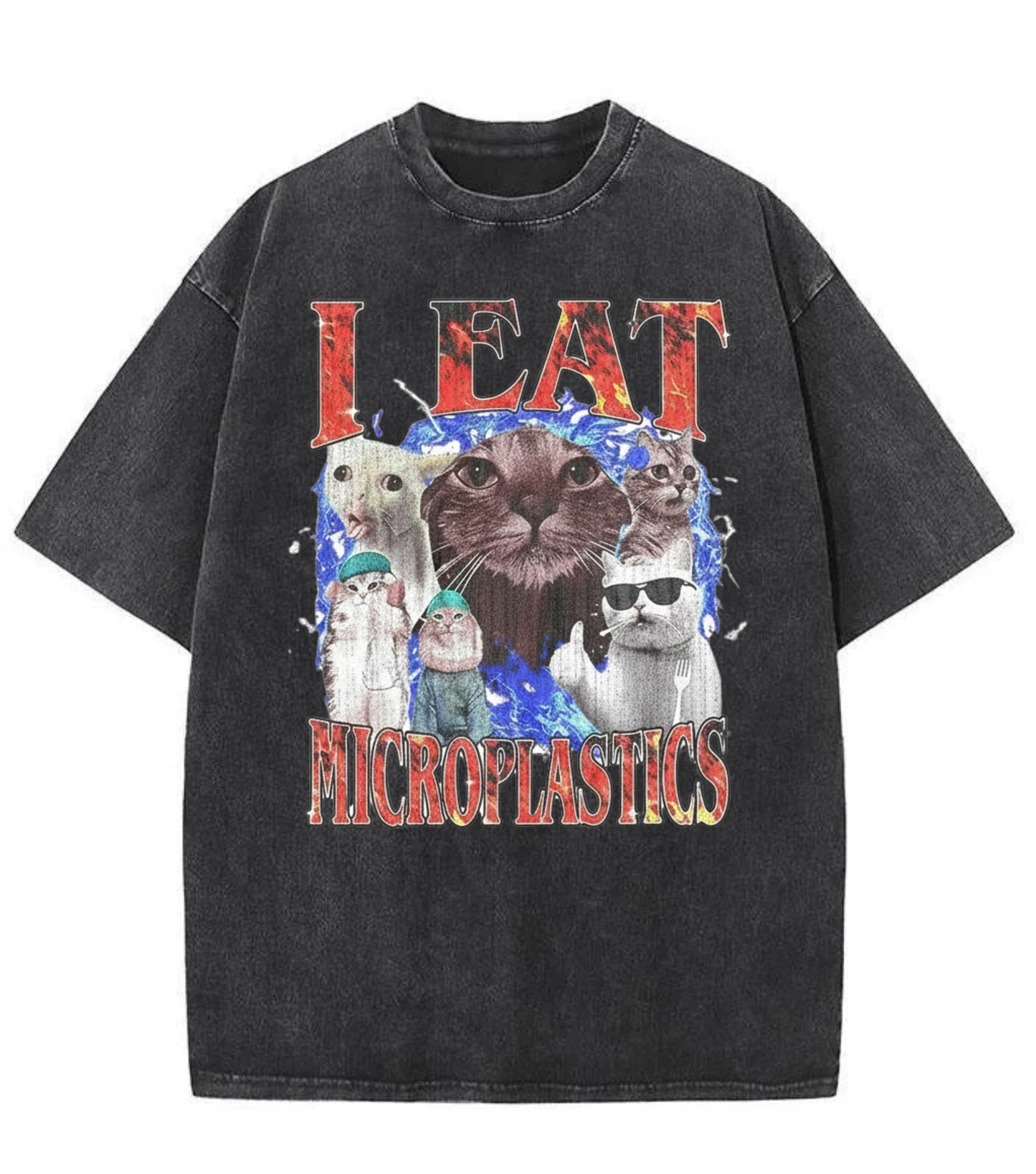 Washed Microplastics Cat Graphic Tee
