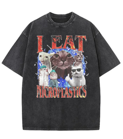 Washed Microplastics Cat Graphic Tee