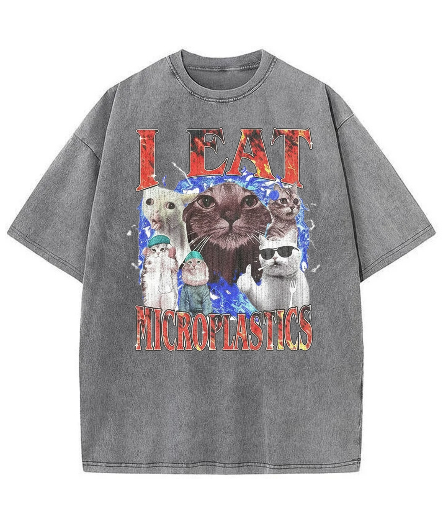 Washed Microplastics Cat Graphic Tee