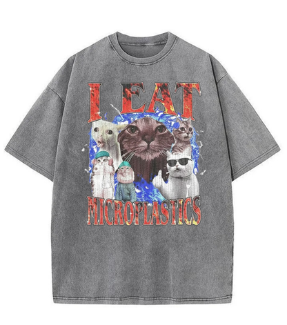 Washed Microplastics Cat Graphic Tee
