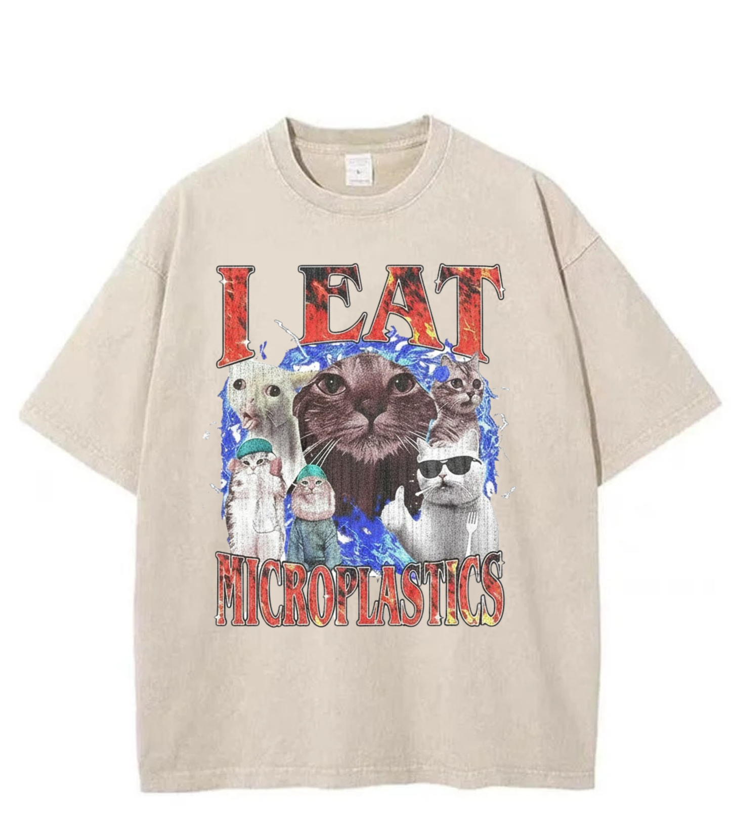 Washed Microplastics Cat Graphic Tee