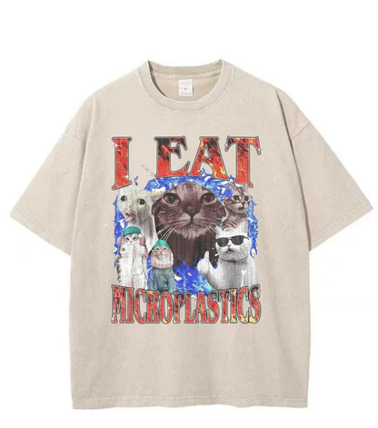 Washed Microplastics Cat Graphic Tee