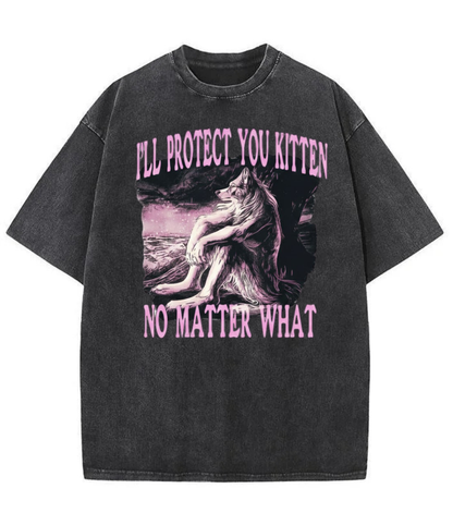 Washed Protect You Kitten Graphic Tee