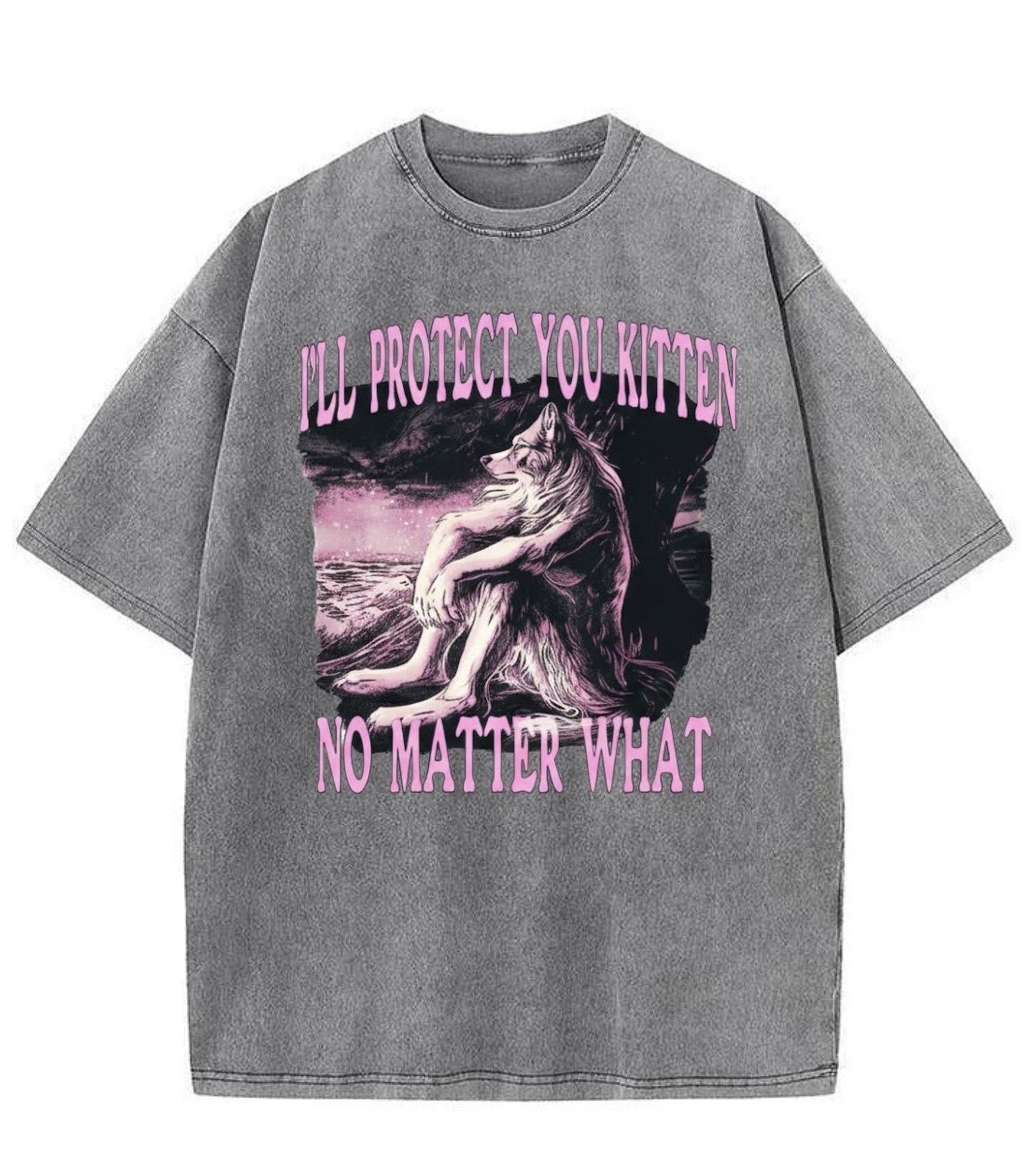 Washed Protect You Kitten Graphic Tee