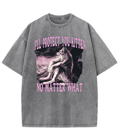 Washed Protect You Kitten Graphic Tee