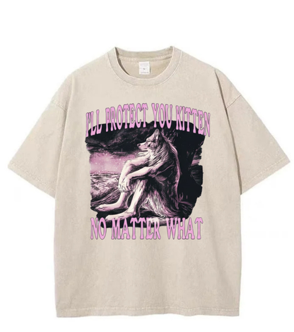 Washed Protect You Kitten Graphic Tee