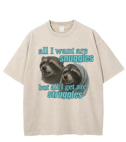 Washed Raccoon Snuggles Graphic Tee