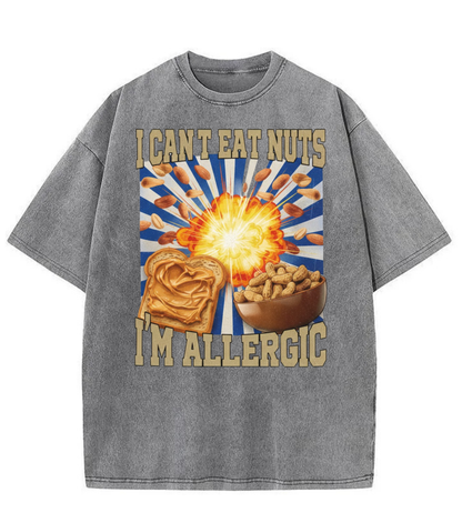 Washed Nut Allergy Graphic Streetwear Tee