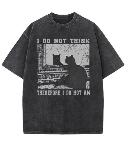 Washed Cat Mirror Graphic Streetwear Tee