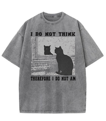 Washed Cat Mirror Graphic Streetwear Tee