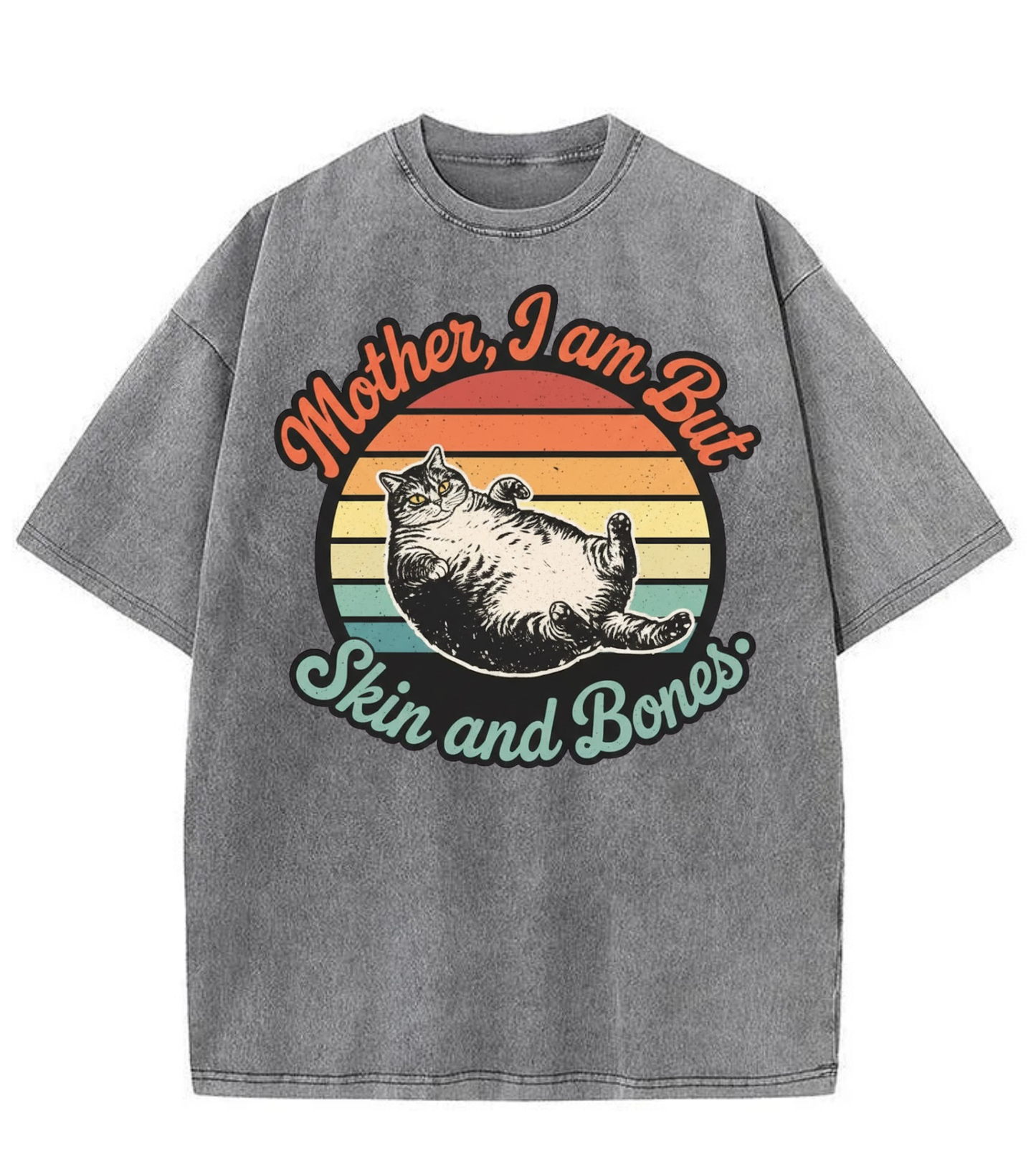 Washed Skin and Bones Cat Graphic Tee