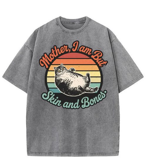 Washed Skin and Bones Cat Graphic Tee