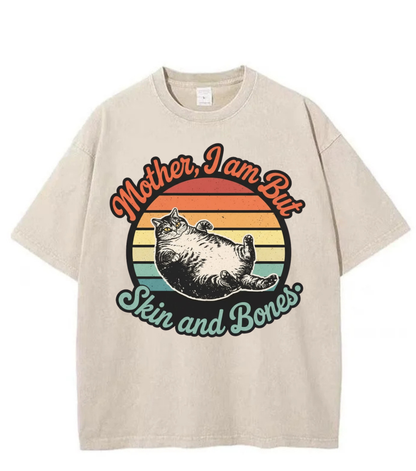 Washed Skin and Bones Cat Graphic Tee