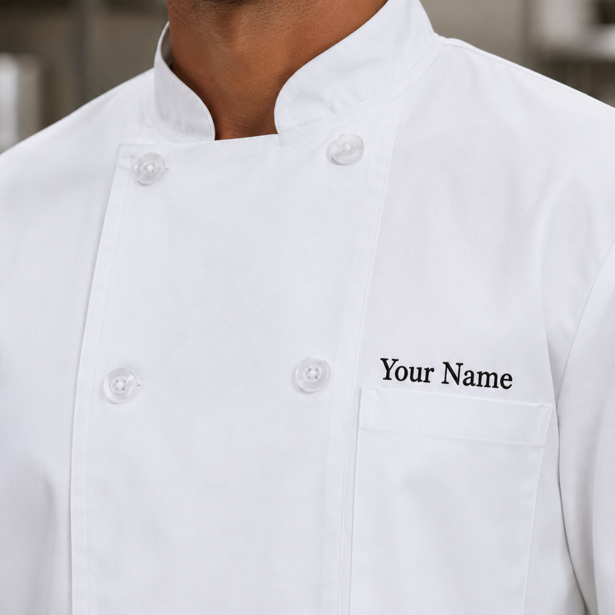 Short Sleeve Chef Coat – White Kitchen Uniform Jacket with Logo