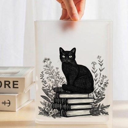 Black Cat Book Acrylic Vase