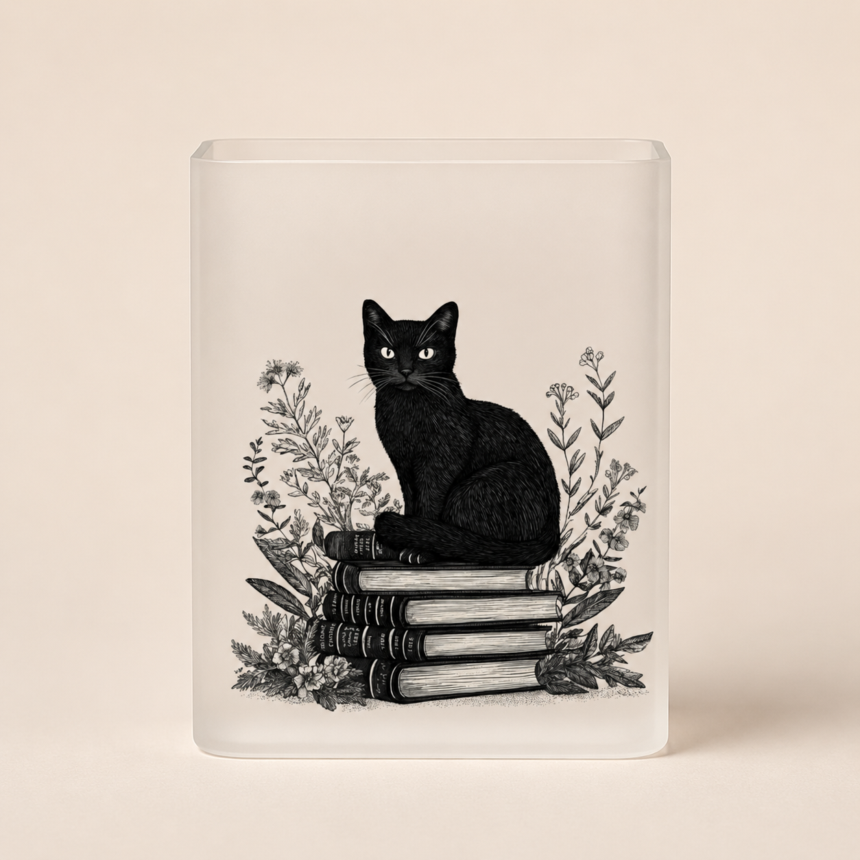 Black Cat Book Acrylic Vase