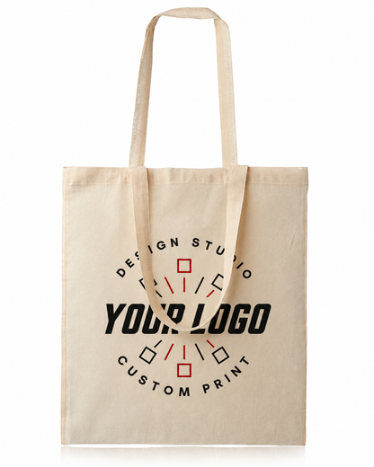 Natural Cotton Tote Bag with Logo – Eco-Friendly Reusable Shopping Bag