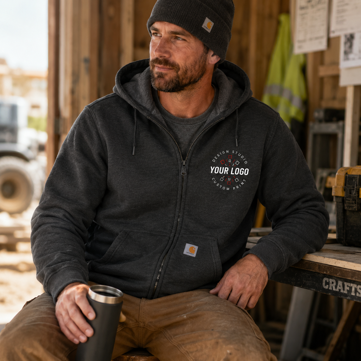 Custom Carhartt Hoodie with Logo – Clarksburg Full-Zip Workwear Hoodie