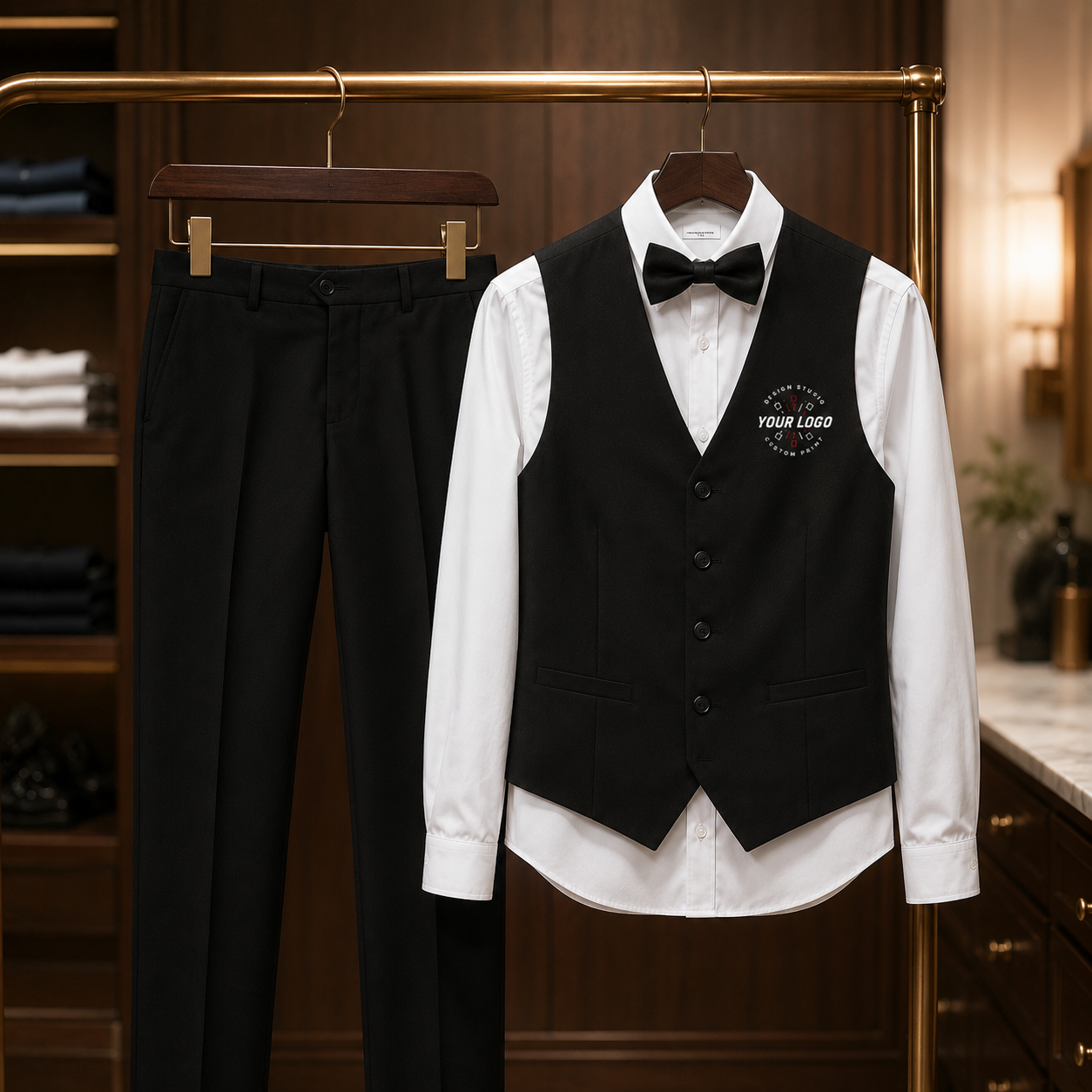 Waiter Uniform Set with Logo – Formal Restaurant Service Outfit