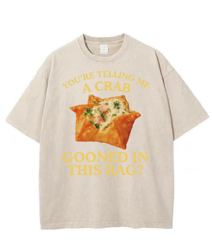 Washed Crab Rangoon Pun Streetwear Tee