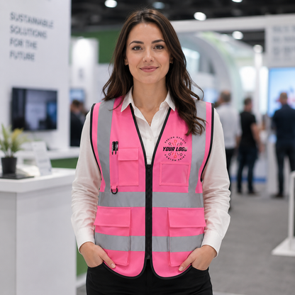 Custom High-Visibility Safety Vest with Logo and Text – Reflective Work Vest for Crews