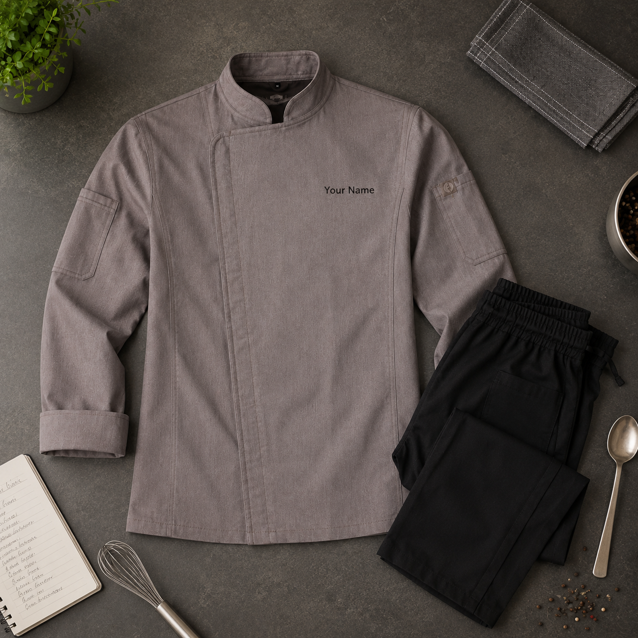 Long Sleeve Chef Jacket – Modern Kitchen Service Coat with Logo