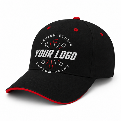 Custom Embroidered Contrast Trim Brushed Cotton Cap