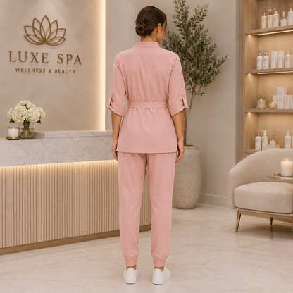 Women’s Spa Uniform Set – Logo Beauty Staff Tunic & Pants