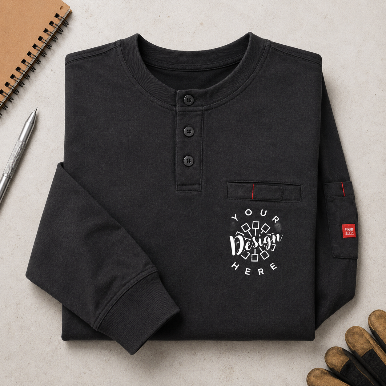 Custom FR Henley Shirt with Logo – Portwest FR32 Flame Resistant Work Shirt