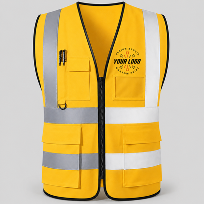 Custom High-Visibility Safety Vest with Logo and Text – Reflective Work Vest for Crews