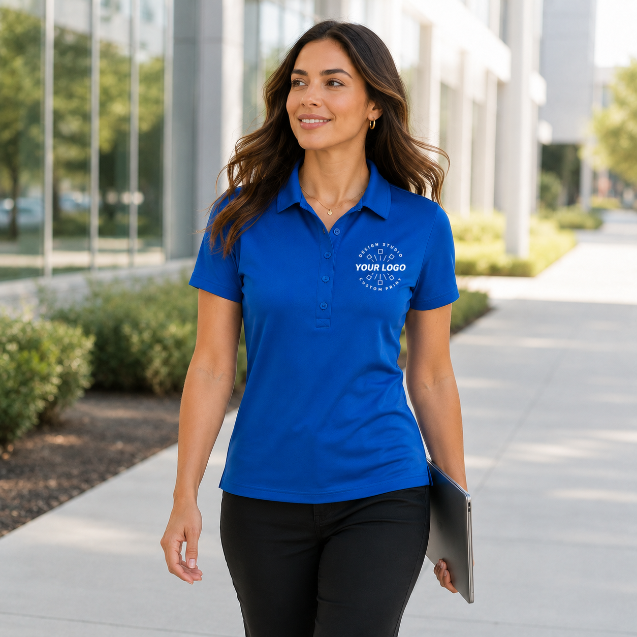 Women’s Performance Polo with Logo – UV Protection Sport Uniform Shirt