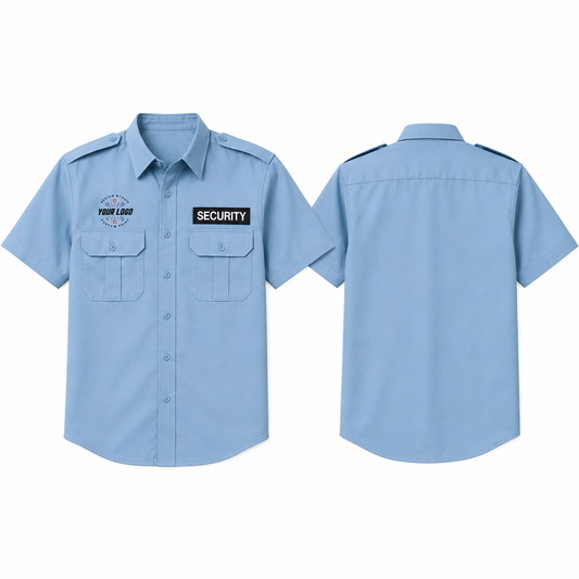 Light Blue Security Guard Uniform Shirt with Logo