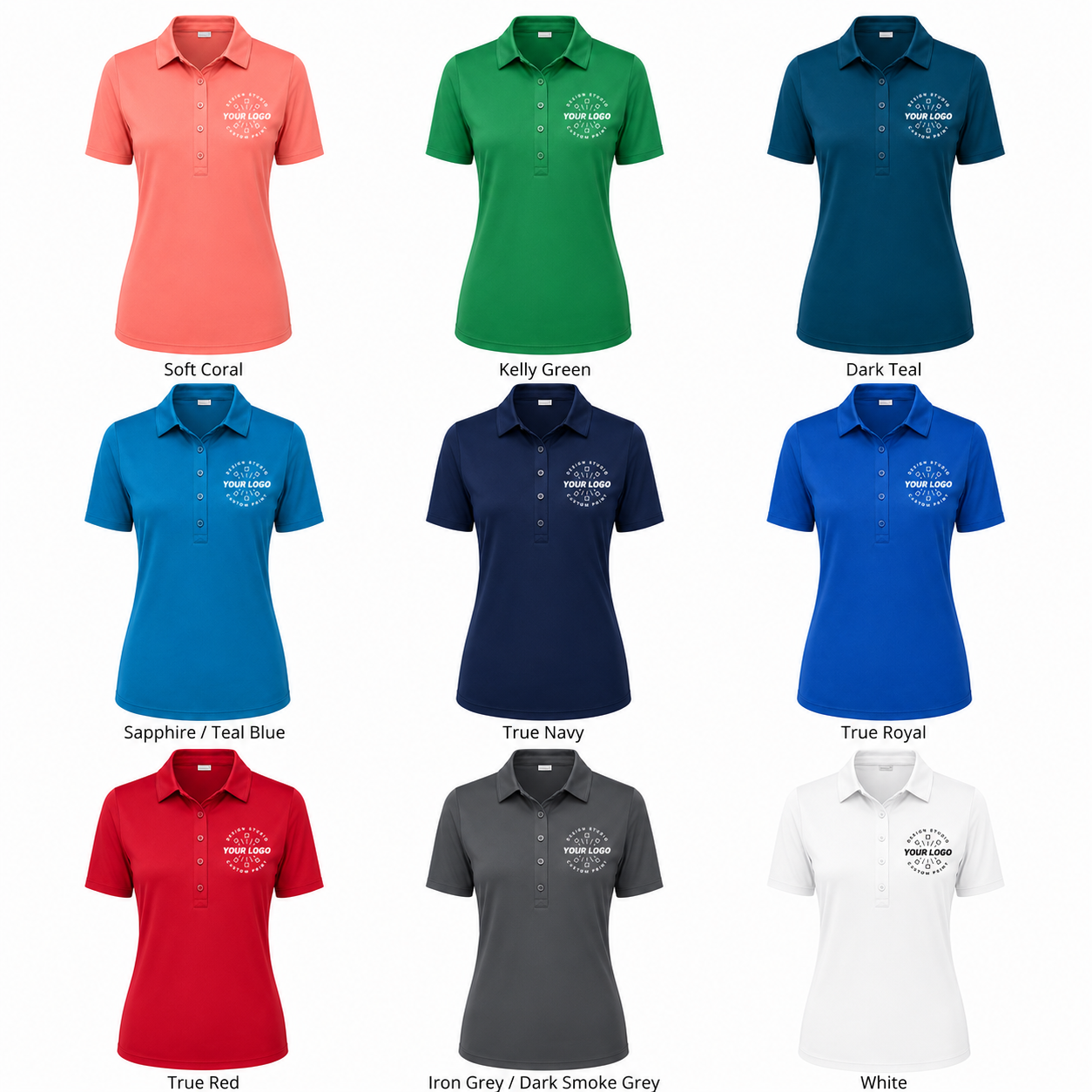Women’s Performance Polo with Logo – UV Protection Sport Uniform Shirt