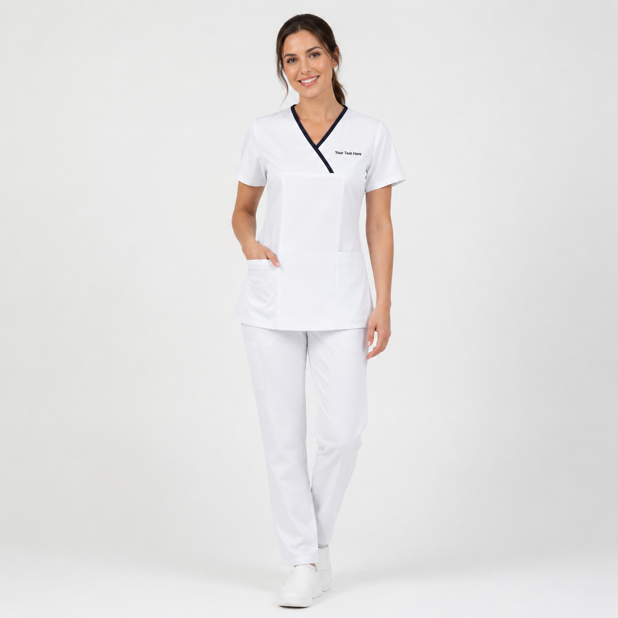 Personalized Women’s Medical Scrub Top – Embroidered Healthcare Uniform Shirt