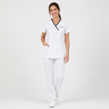 Personalized Women’s Medical Scrub Top – Embroidered Healthcare Uniform Shirt