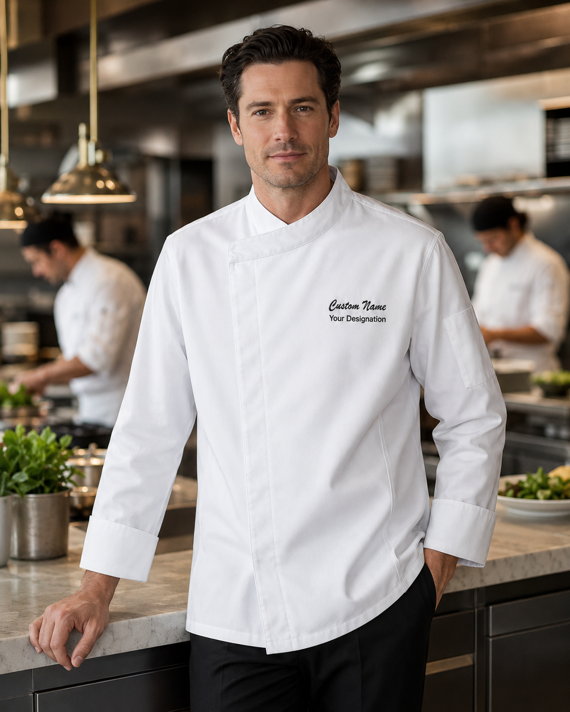 Custom Restaurant Chef Jacket – Embroidered Executive Chef Coat with Logo