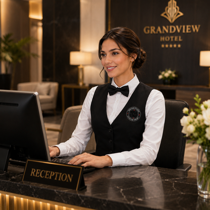 Women’s Waitress Uniform Set with Logo – Formal Restaurant Service Outfit